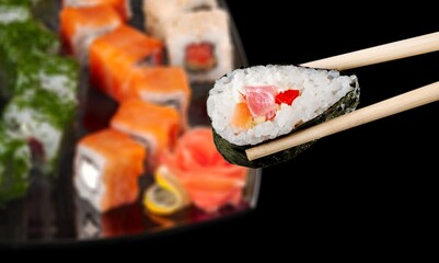 Canvas Print - Tasty fresh Sushi Rolls assortment