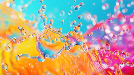 Wall Mural - macro shot the water in colorful colors ultra liquid shot background colorful vive liquid drop backg