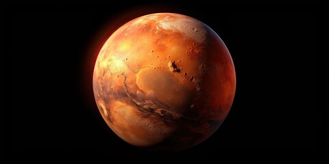 Wall Mural - mars red planet against a black background, mars, red, planet, space, astronomy, black, background, 