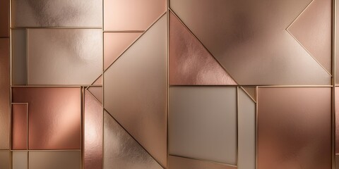 Wall Mural - Rose gold glass tiles arranged in a geometric pattern