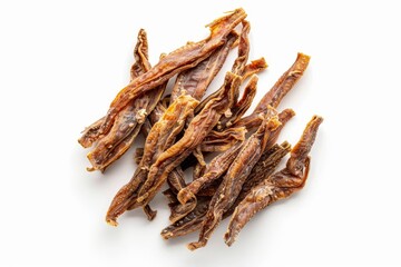 Poster - Korean dried anchovies on white background seen from above