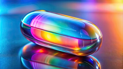 Poster - Vibrant close-up of contents in translucent pill symbolizing vitality and well-being, health, nutrition, pill, fruits, vegetables