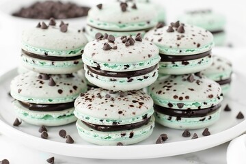 Poster - Mint buttercream filled homemade chocolate macarons