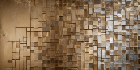 Canvas Print - A brown and silver tile texture with irregular shapes