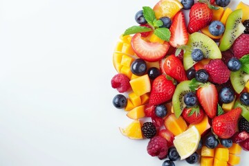 Sticker - Mixed fresh fruit on white background