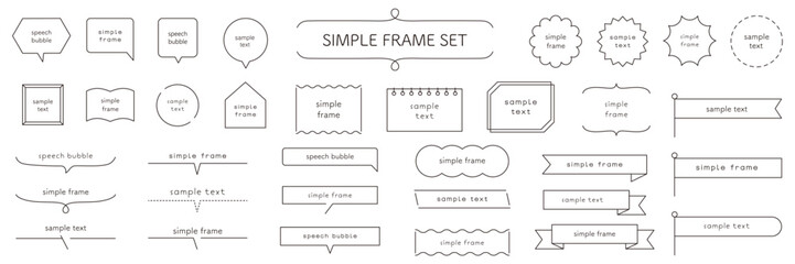 Wall Mural - シンプルなフレームのベクターイラストセット。ふきだし　吹き出し　枠　タイトル　見出し　線　旗　