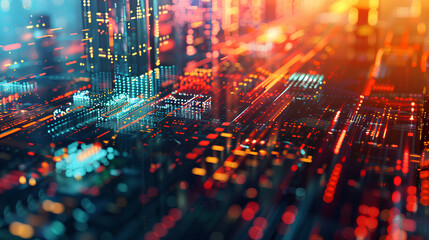 Poster - an abstract representation of digital transformation in the corporate world, showcasing the integrat