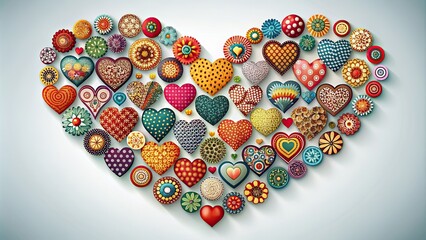 Wall Mural - Heart shaped patterns formed by various objects , love, Valentine's Day, romantic, passion, holiday, celebration