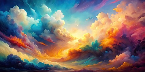 Wall Mural - abstract cloudscape painting in vibrant colors , art, abstract, painting, clouds, sky, colorful, vib