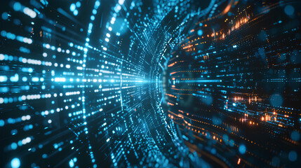 Poster - digital background perfect for tech processes, neural networks, artificial intelligence, data transf