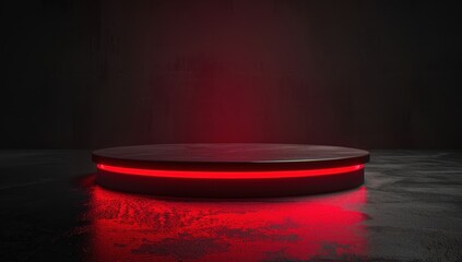 Sticker - Glowing Red Light on Dark Background with Geometric Shape and Reflection