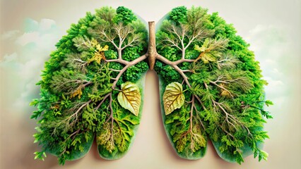 Poster - Lungs made of trees and plants symbolizing nature's role in saving the environment, lungs, nature, trees