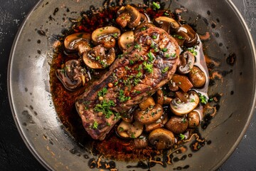 Wall Mural - mushroom topped steak