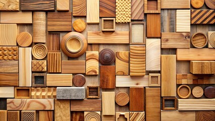 Sticker - Various wooden patterns of different objects, wood, patterns,design, abstract, texture, background, objects, artistic