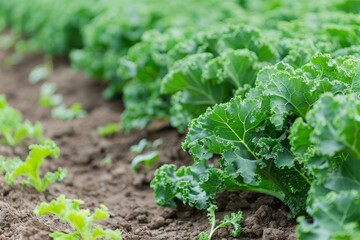 Canvas Print - Organic kale growing in the field