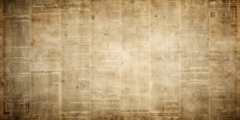 Poster - Vintage newspaper background with aged paper texture and faded black ink, vintage, newspaper, background, texture, aged, paper