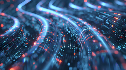 Poster - Glowing data cables transferring information background