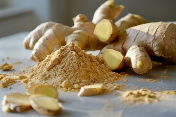 Canvas Print - Piles of ginger on a bright surface