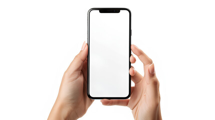 Poster - Hands hold mobile phone screen mockup smartphone display mock up isolated on white
