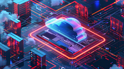 Hybrid Cloud Integration Architecture, a hybrid cloud integration architecture within a data center concept with an image depicting seamless integration between on-premises infrastructure, AI Stock Il