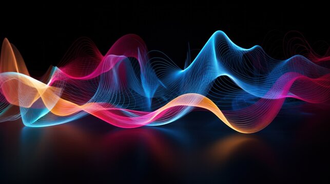 photograph of musical sound waves morphing into abstract shapes and patterns