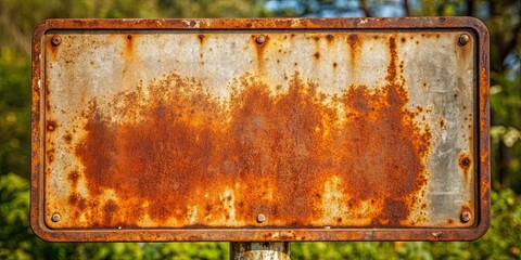 Poster - A weathered metal sign with rust and no text, rusty, empty, metal, sign, weathered, aged, abandoned, blank, old, worn