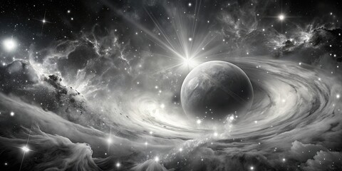 Wall Mural - abstract celestial background resembling a galactic nebula in shades of gray, galactic, nebula, enig