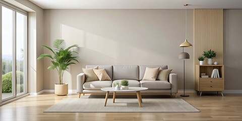 Poster - Modern living room interior with minimalist design and neutral color palette, modern, living room, interior, minimalist