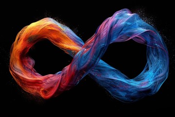 Wall Mural - Colorful infinity symbol illustration on dark background. 