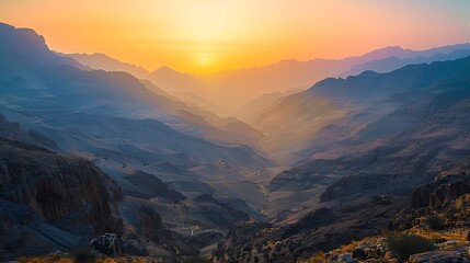 Wall Mural - Beautiful morning scene in the asir mountains very detailed and realistic shape