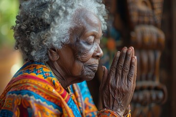 Poster - Old black woman praying God.