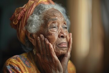 Poster - Old black woman praying God.