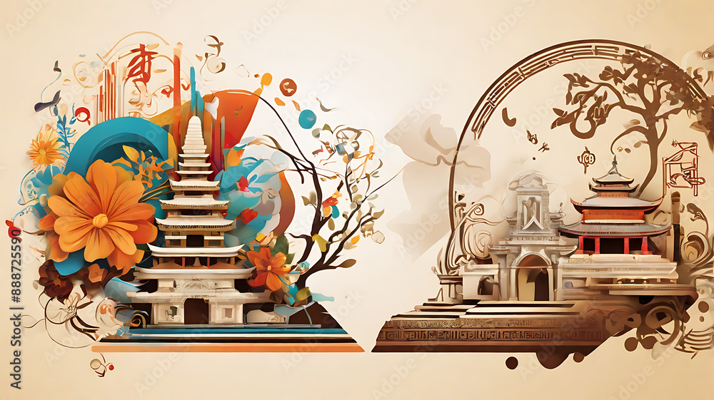 Illustration of the blend of innovation and tradition with modern ...
