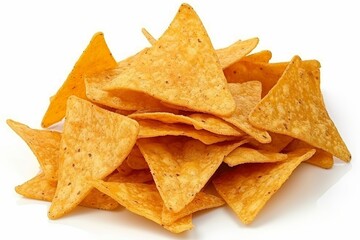 Sticker - White background Mexican nachos isolated corn tortilla chips