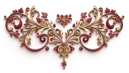 Sticker - 3D, Vintage Decorative Elements in the Shape of Symmetrical Heart