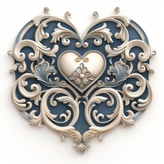 Poster - 3d, vintage decorative elements in the shape of symmetrical heart