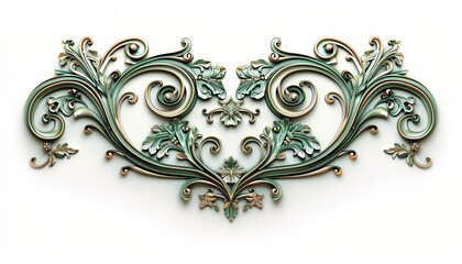 Canvas Print - 3D, Vintage Decorative Elements in the Shape of Symmetrical Heart