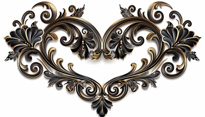 Canvas Print - 3D, Vintage Decorative Elements in the Shape of Symmetrical Heart