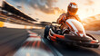 © Atchariya63 - Go-kart racer in full gear, driving at top speed on track, intense and dynamic, detailed digital art