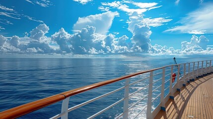 Poster - Cruise Ship Deck View with a Expansive Blue Sky