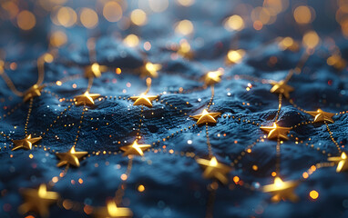Wall Mural -  a close up of a blue surface with gold stars