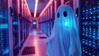 © Kanok - 1. Halloween Day: Modern haunted data center, ghostly server racks, digital phantoms