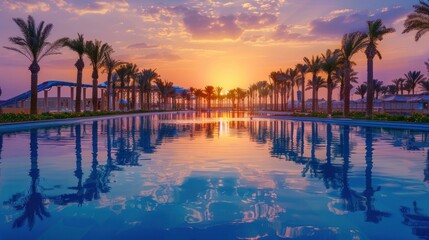 Canvas Print - Sunrise Reflections in a Tropical Pool