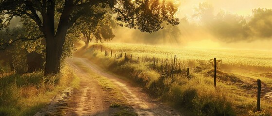 Wall Mural - Golden Country Road