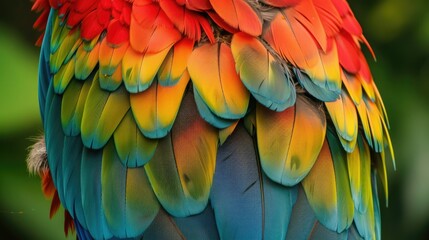 Parrot feathers, red, yellow and blue exotic