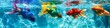 © Hameed - high-definition rainbow-colored fish swimming in clear blue ocean symbolizing the harmony and diversity of the LGBTQ community