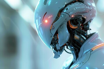 Poster - A sleek, futuristic robot emitting a soft, ethereal glow, AI generated