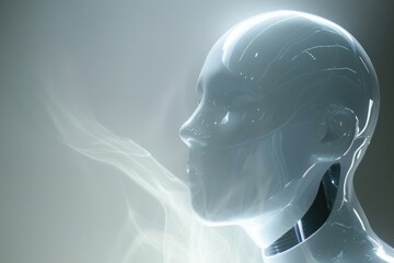 Poster - A sleek, futuristic robot emitting a soft, ethereal glow, AI generated
