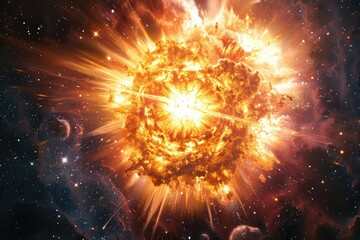 Wall Mural - a supernova exploding in a dazzling display of light and energy, ai generated