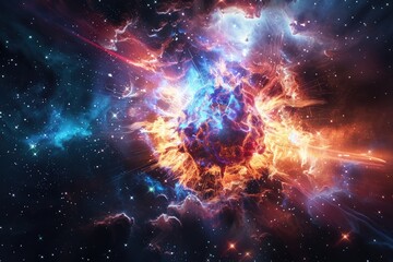 Wall Mural - the universe expanding, showing galaxies moving away from each other, illustrating the concept of co